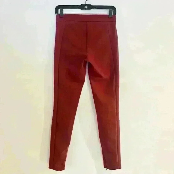 MANGO Burgundy Skinny Pants w/ Stitching and Zip Ankle Detailing - Picture 9 of 16